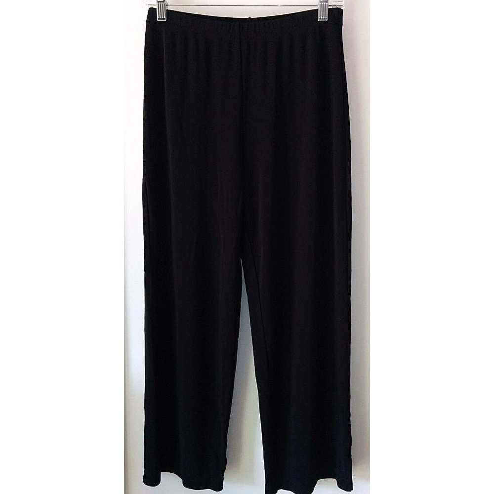 J.JILL Small Petite Black Rayon Knit Straight Leg Cropped Pants  24" inseam